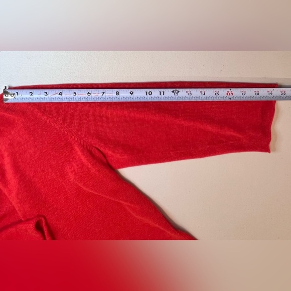 EILEEN FISHER Cardigan Sweater, Open Front, Persimmon Orange Color, Size Large - Picture 4 of 8